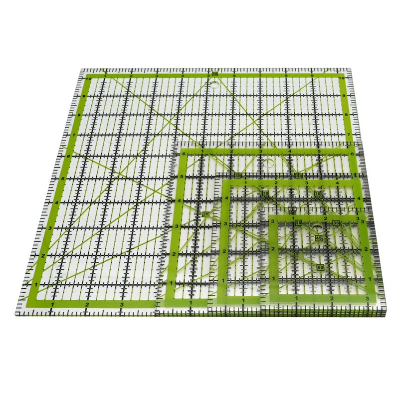 LINXIAO Quilting Rulers,Sewing Ruler,4 Piece Quilting Square Templates Green(3.5""x3.5"",5""x5"",6.5""x6.5"",10.5""x10.5"") - Image 4